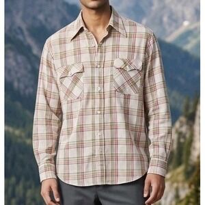 Vintage 1970s Levis White Tab Plaid Button Down Shirt Retro Western Style